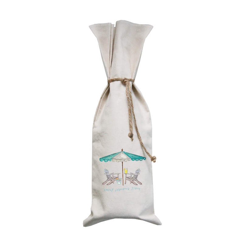 chairs with seafoam umbrella sweet summer time wine bag