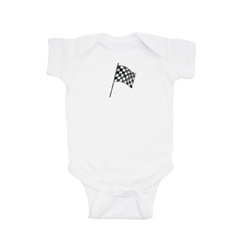 race car flag baby snap up short sleeve