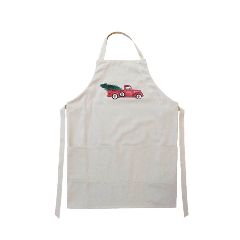 red truck + tree apron