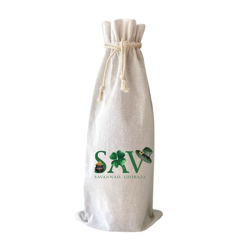 sav st patty’s day wine bag