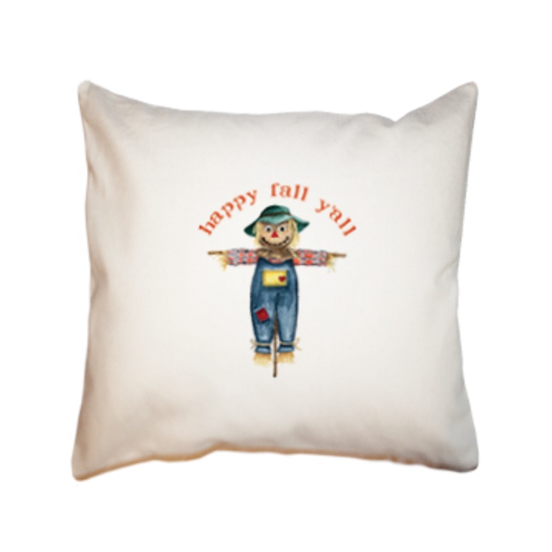 scarecrow happy fall y’all square pillow