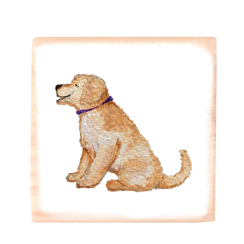 goldendoodle profile square wood block