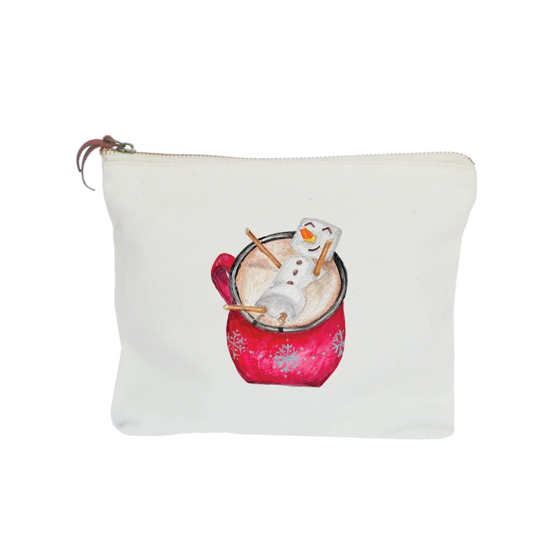 hot cocoa with snowman zipper pouch