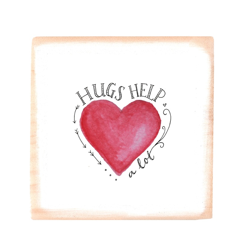 hugs square wood block
