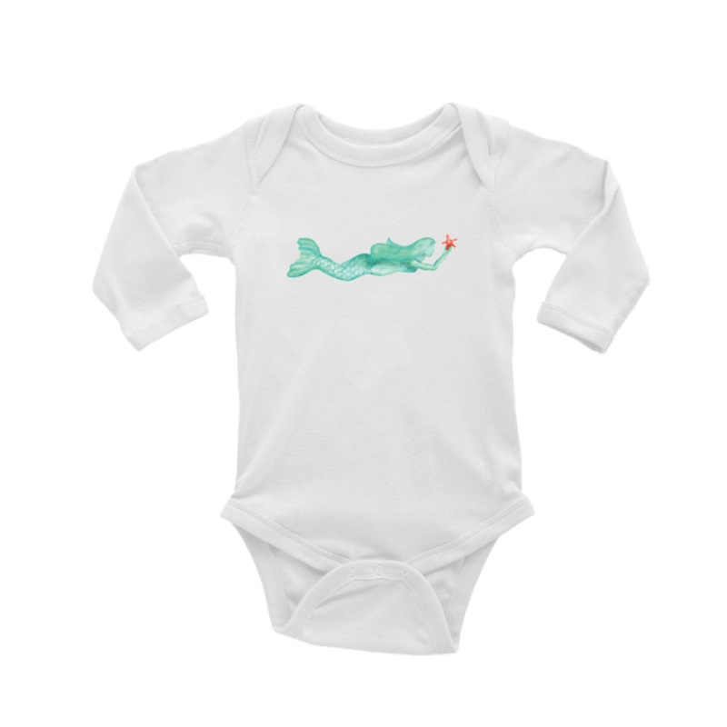 mermaid baby snap up long sleeve