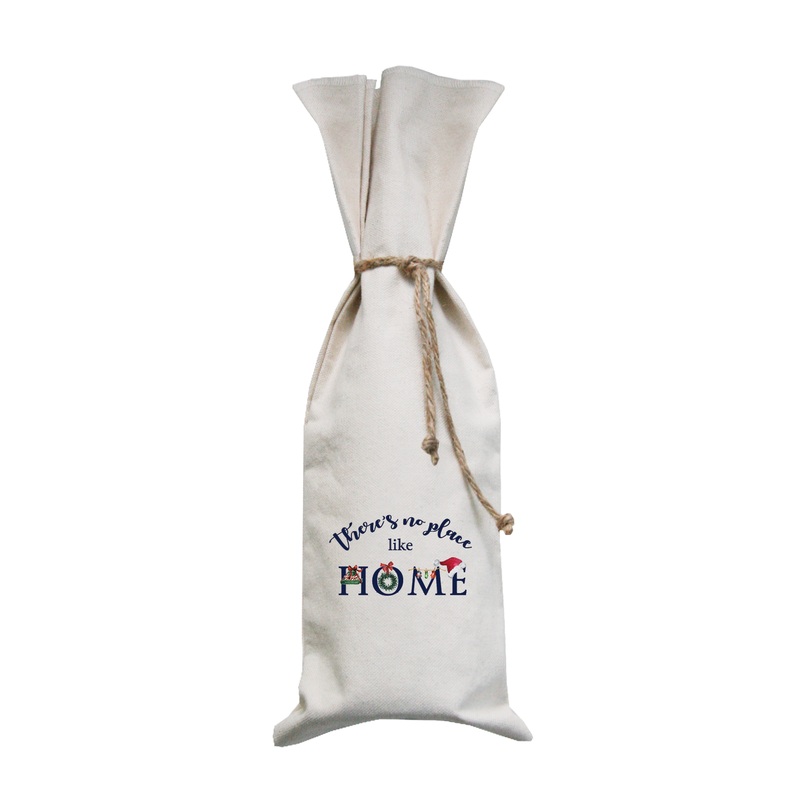 no place like home christmas wine bag