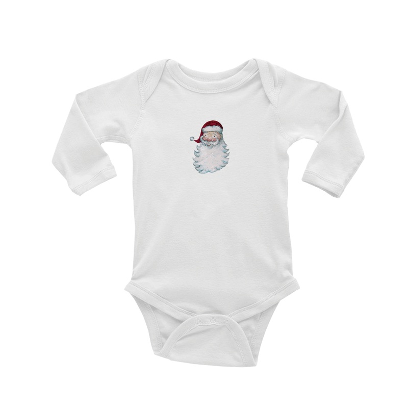 santa face baby snap up long sleeve