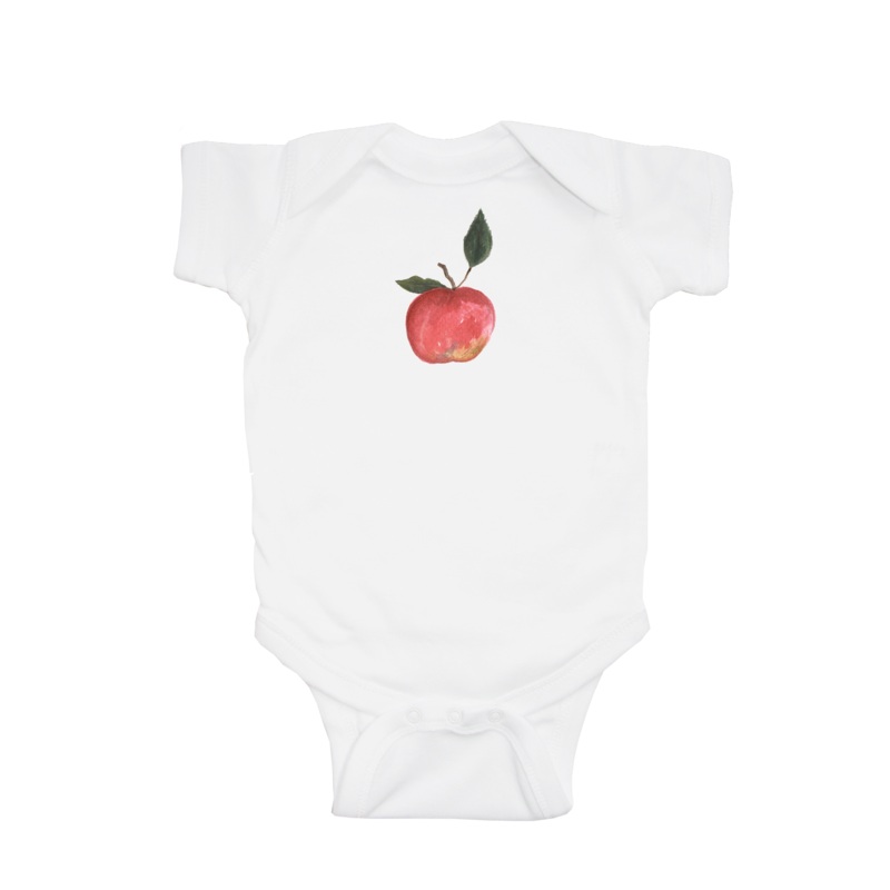 apple with leaf baby snap up short sleeve