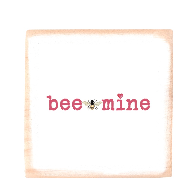 bee mine square wood block