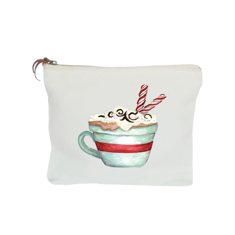 hot cocoa zipper pouch