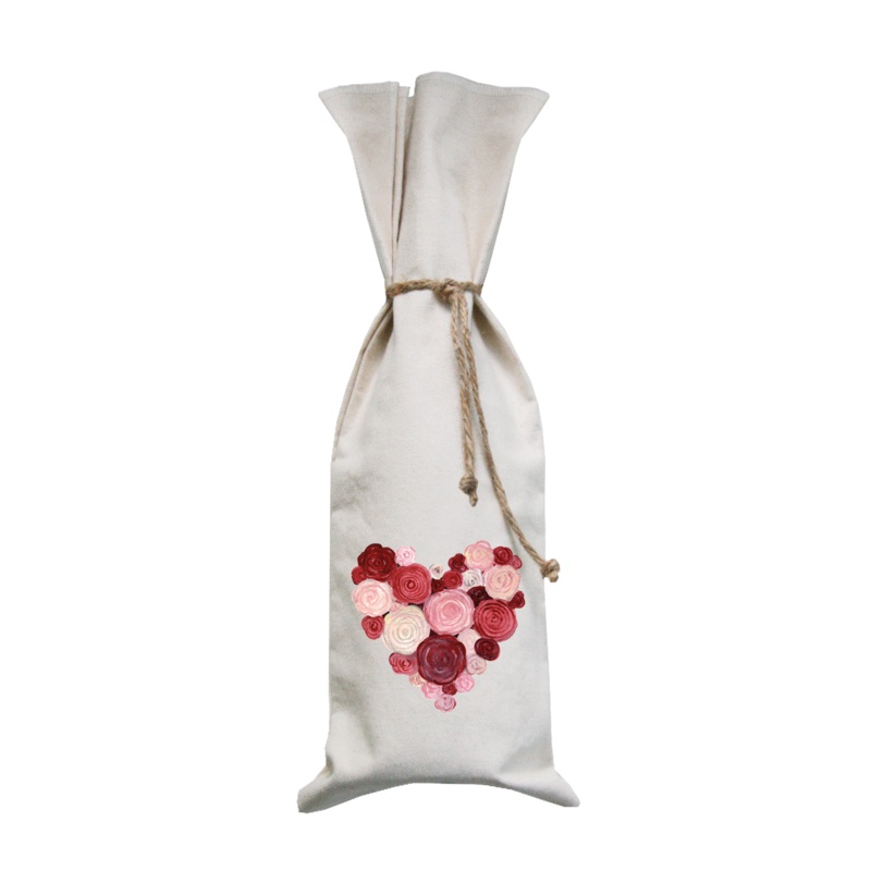 rose heart wreath wine bag