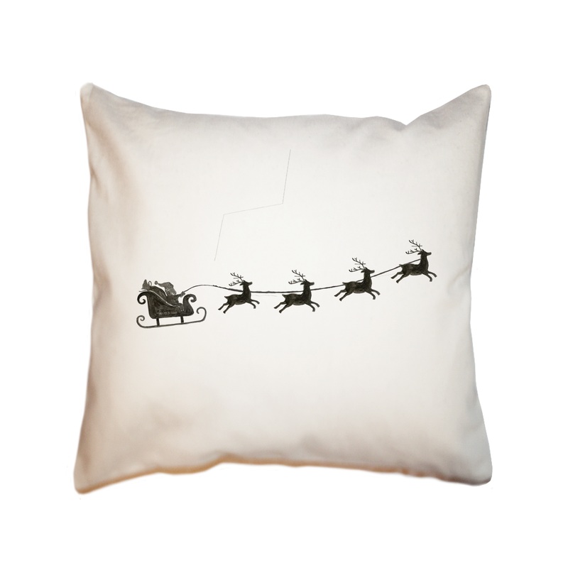 santa with sleigh and reindeer square pillow