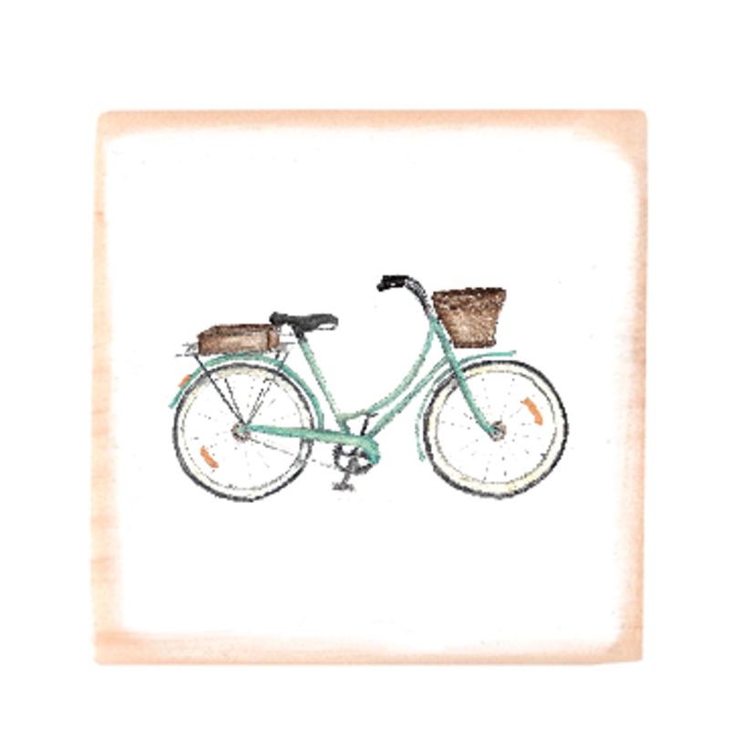 seafoam bike square wood block