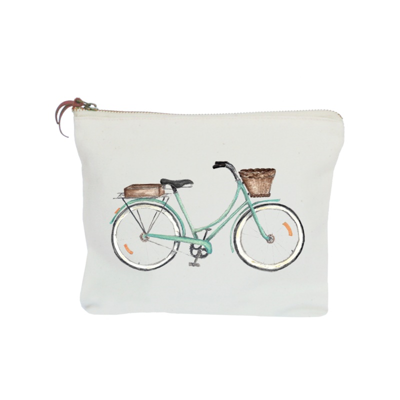 seafoam bike zipper pouch