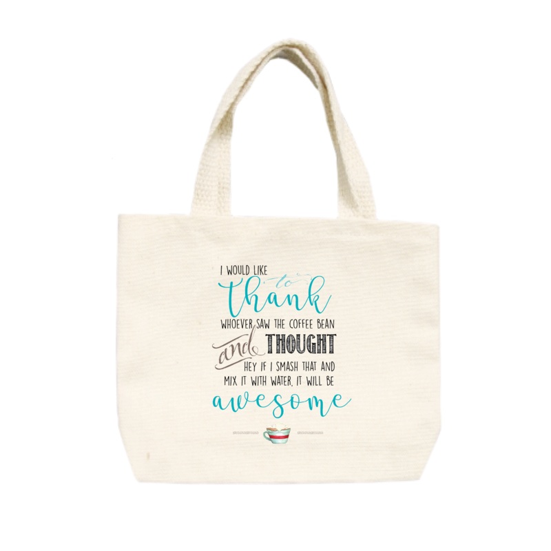 thank coffee small tote
