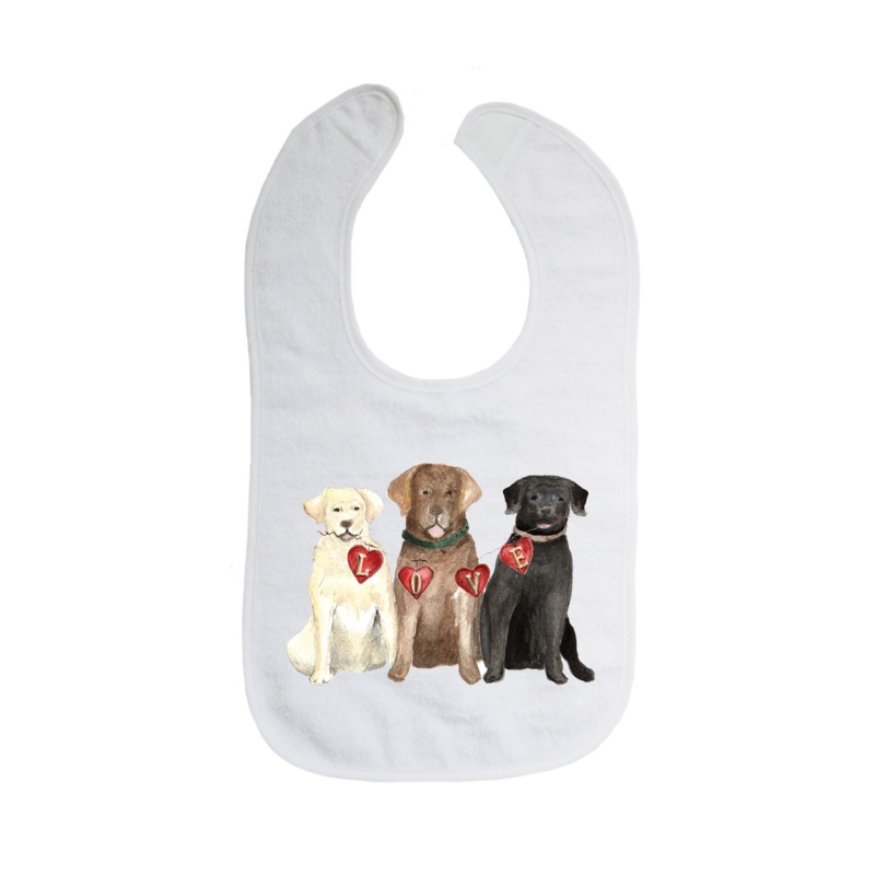 three labs valentine’s day bib