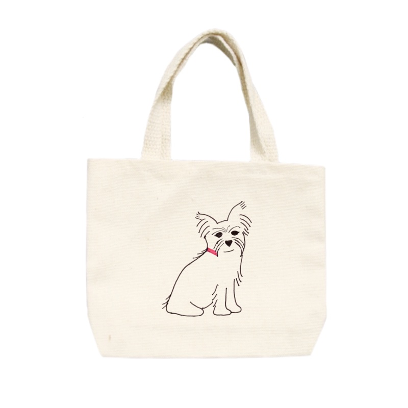 yorkie pen drawing small tote