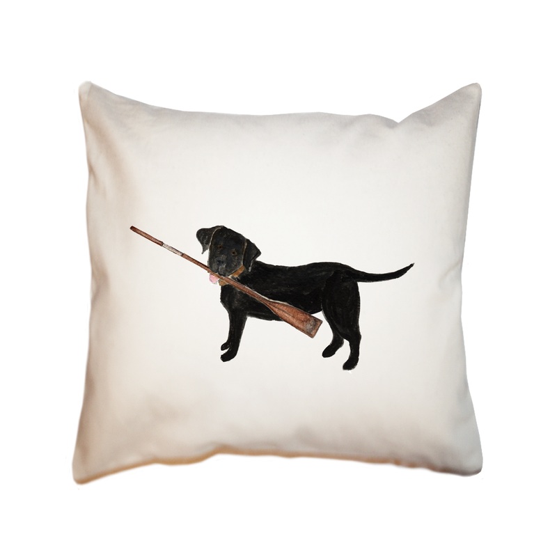 black lab with oar square pillow