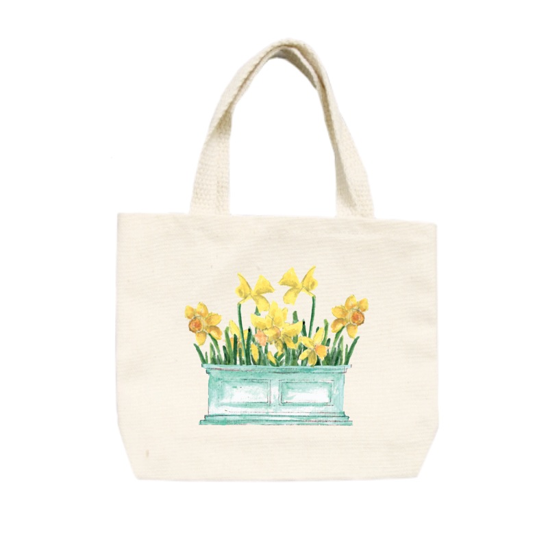 daffodils in flower box small tote