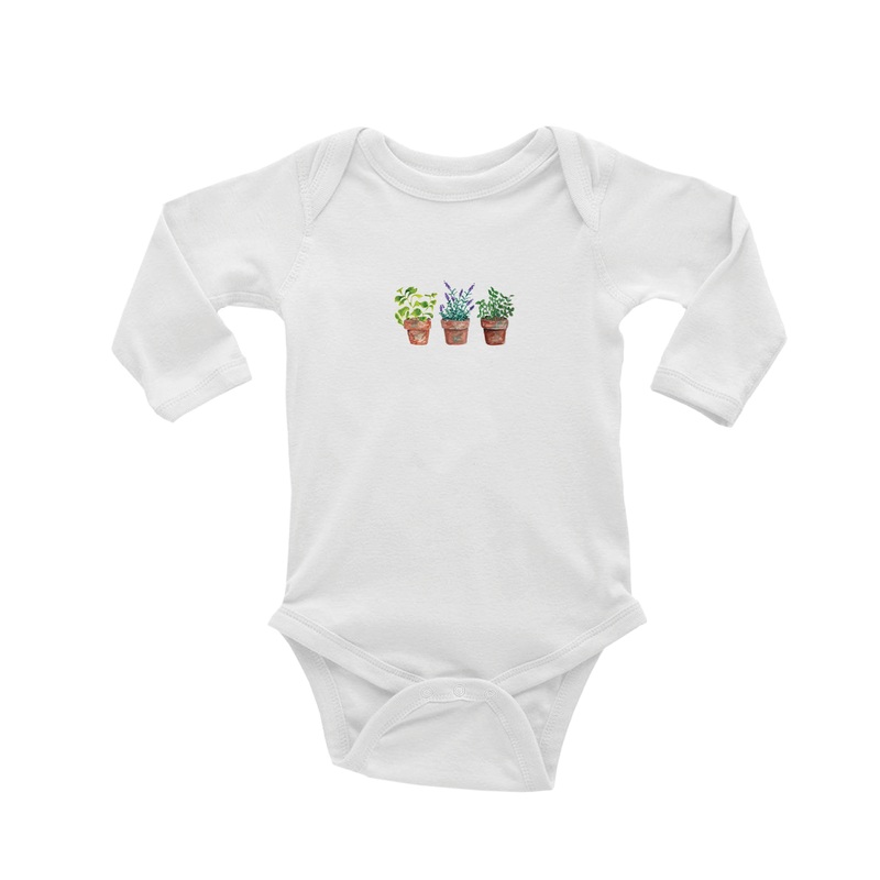 herbs in pot baby snap up long sleeve