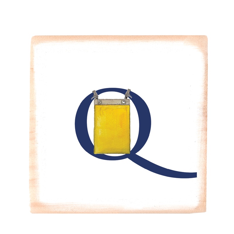 nautical alphabet – Q wood block
