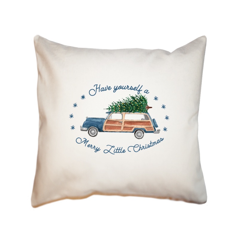 navy woody merry christmas square pillow