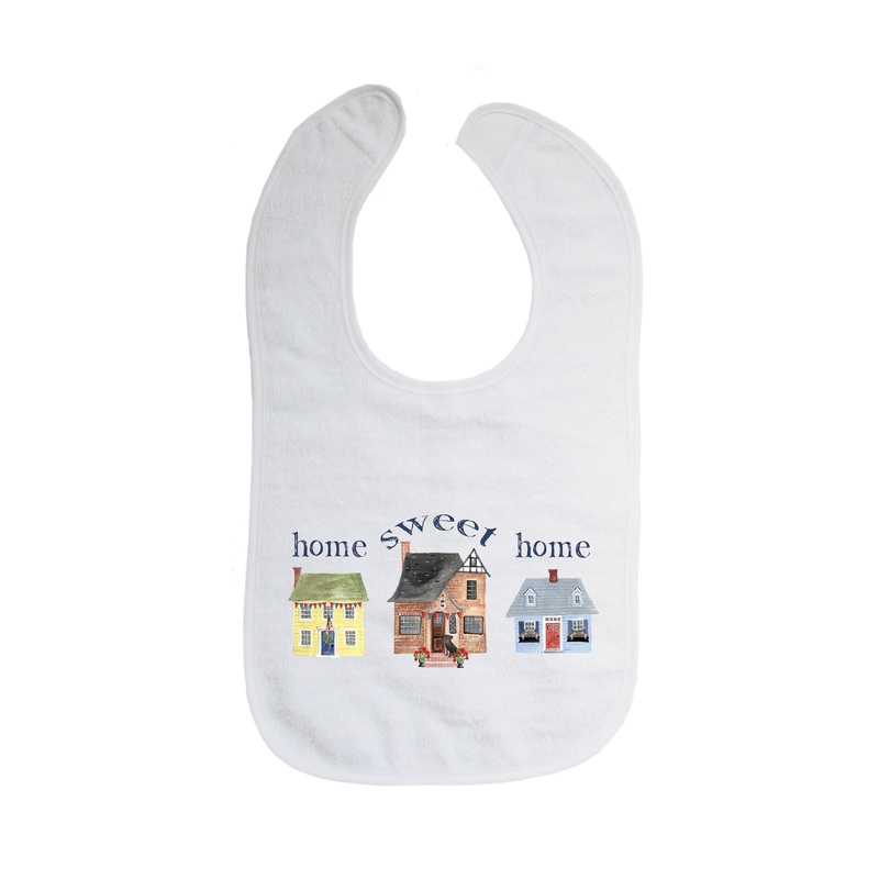three houses patriotic home sweet home bib