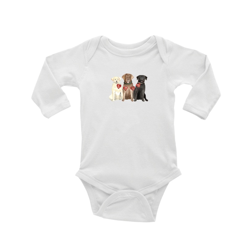 three labs valentine’s day baby snap up long sleeve