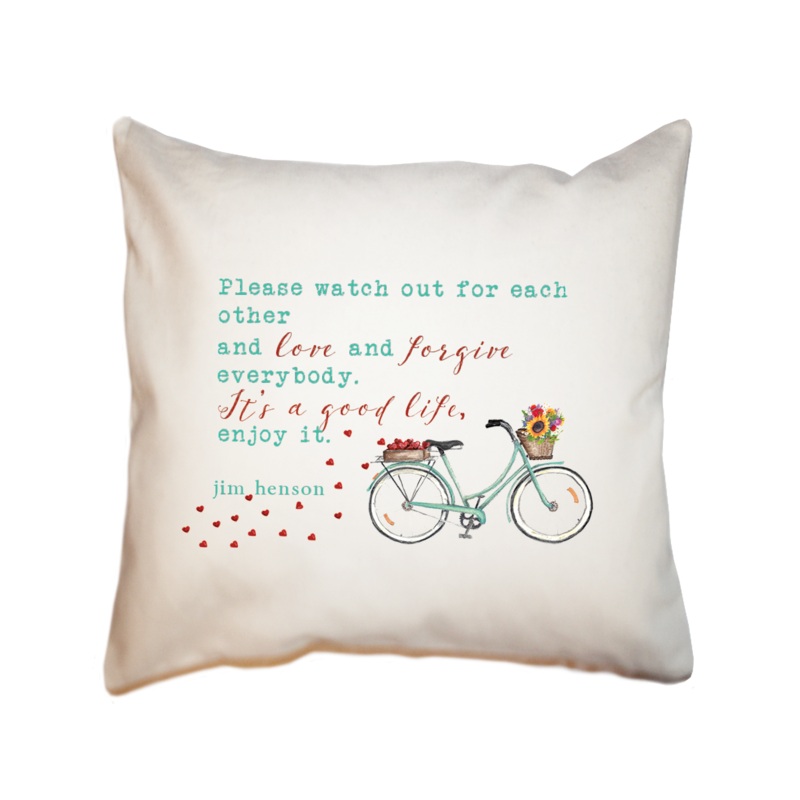 wildflower bike with jim henson quote square pillow