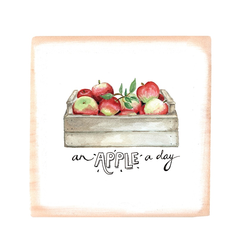 apple square wood block