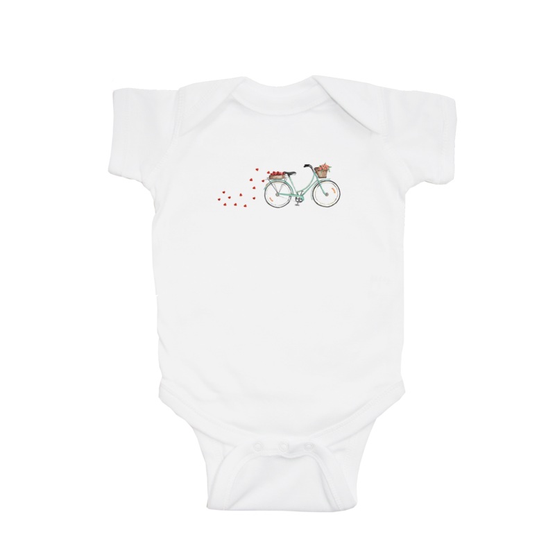 bike hearts flower baby snap up short sleeve