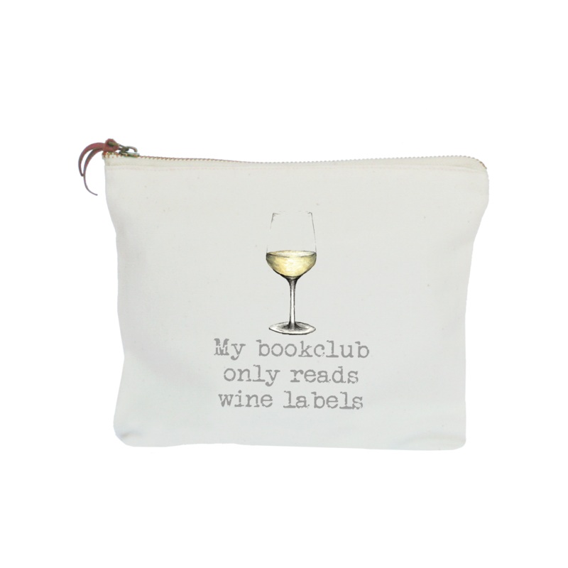 book club white zipper pouch