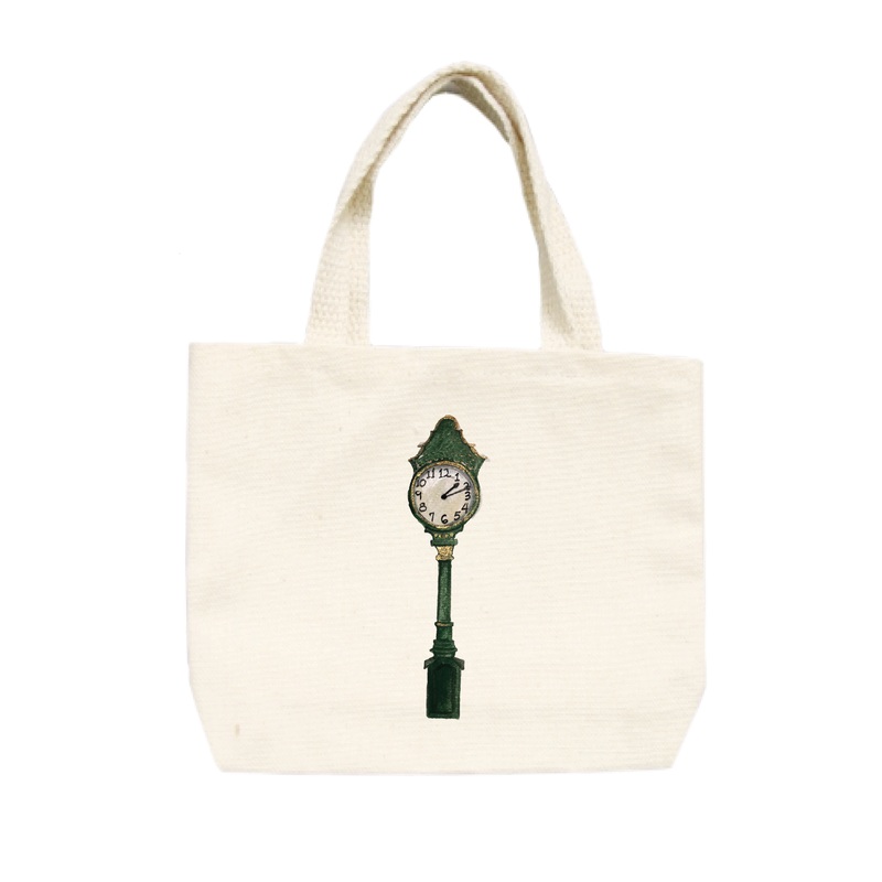 green clock small tote