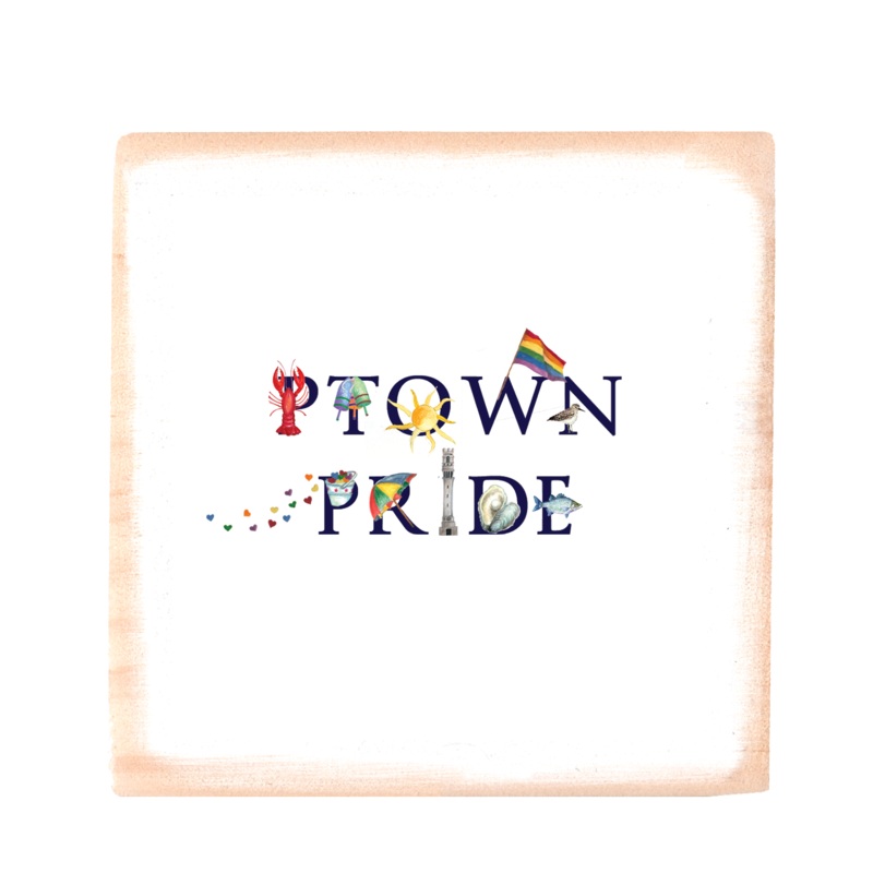 ptown pride square wood block
