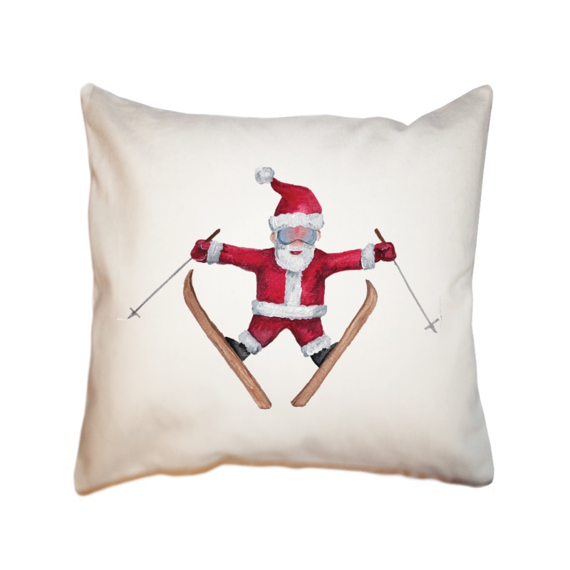 santa on skis square pillow