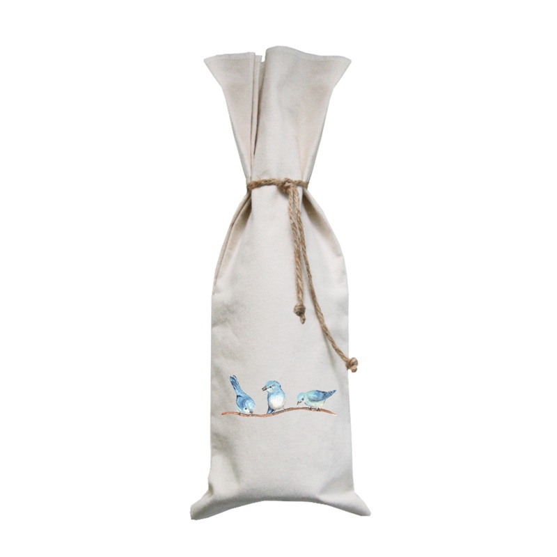 three blue birds wine bag