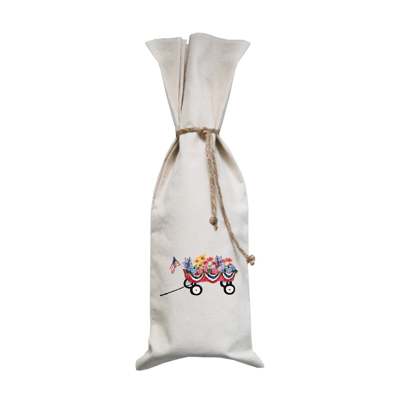 wagon with flowers wine bag