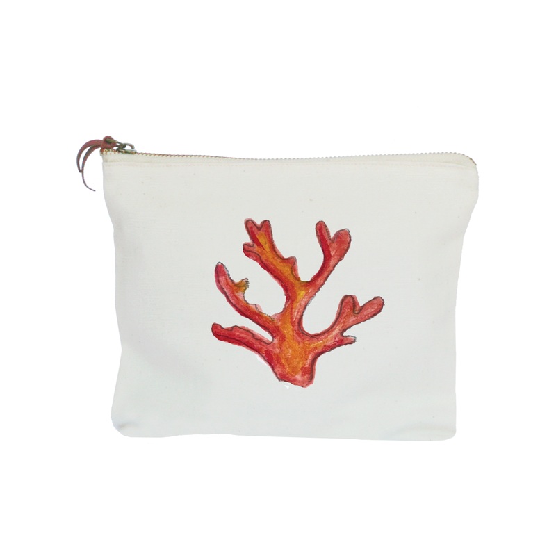 coral orange zipper pouch