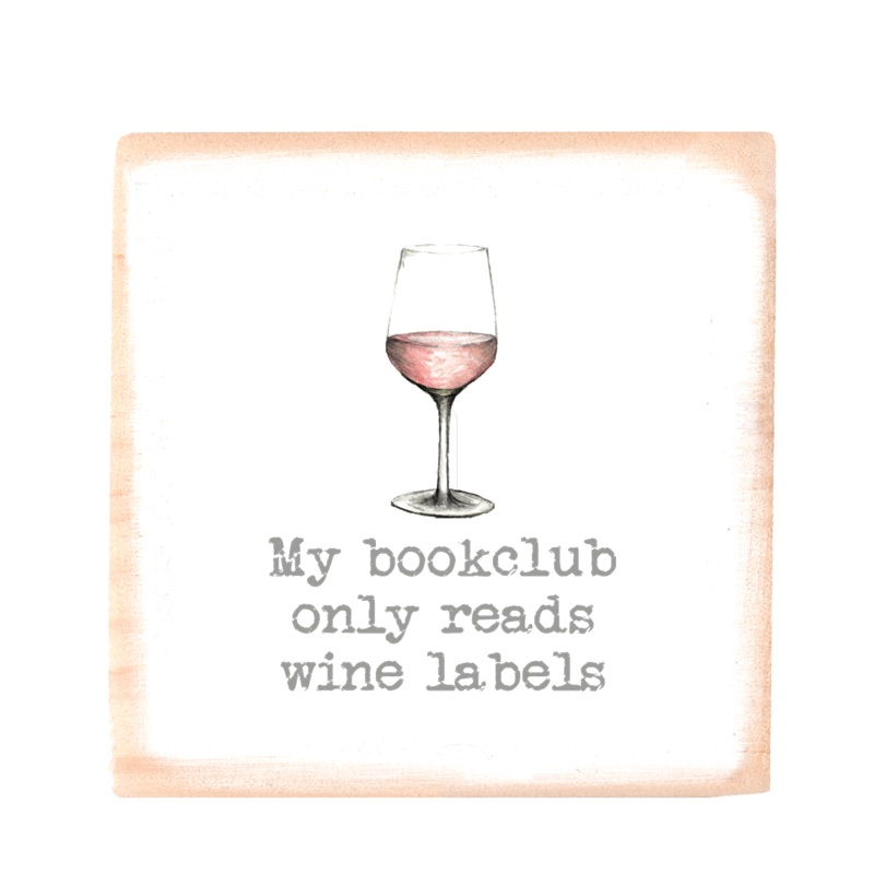 book club blush square wood block