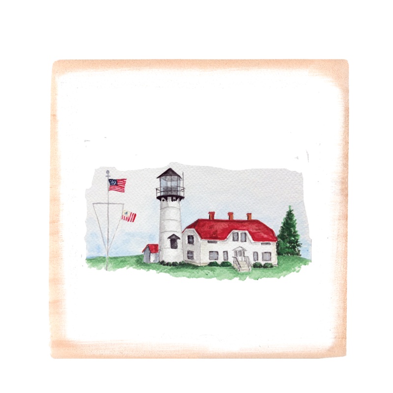 chatham lighthouse with buliding square wood block