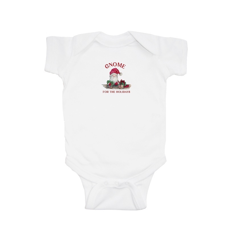 christmas gnome for the holidays only baby snap up short sleeve