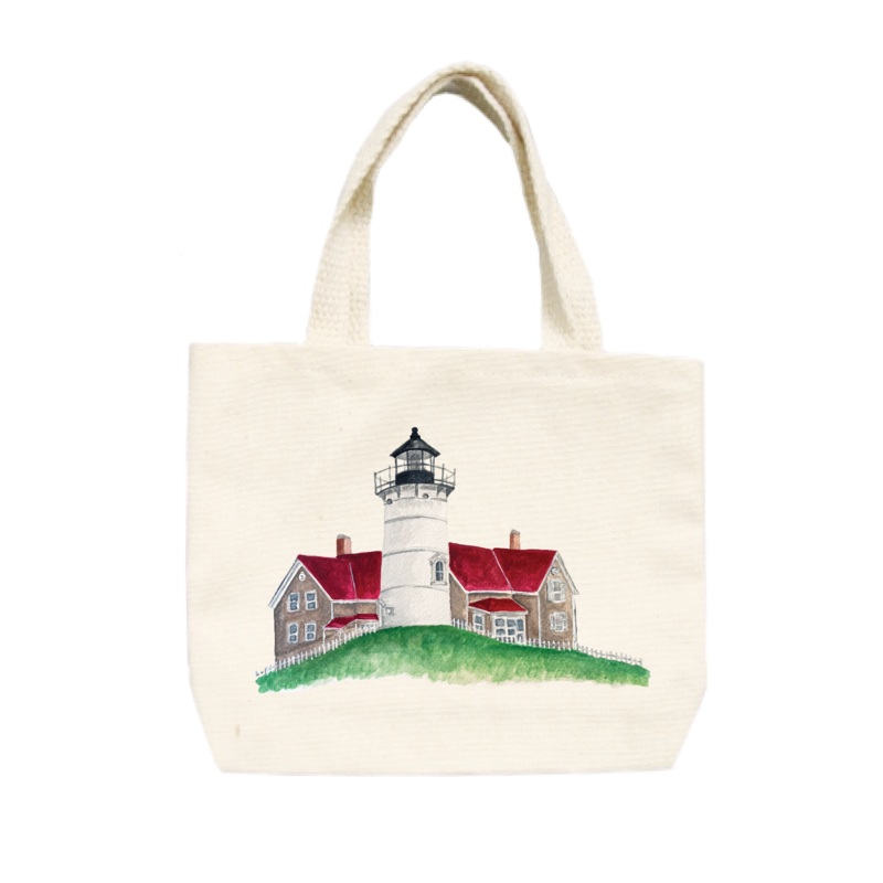 falmouth lighthouse landscape small tote