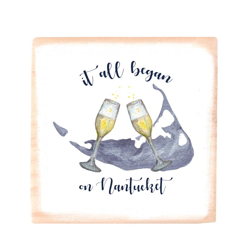 it all began on nantucket with map wood block