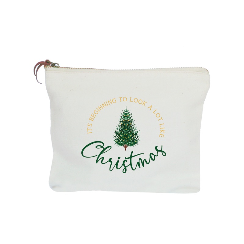 it’s beginning to look tree zipper pouch