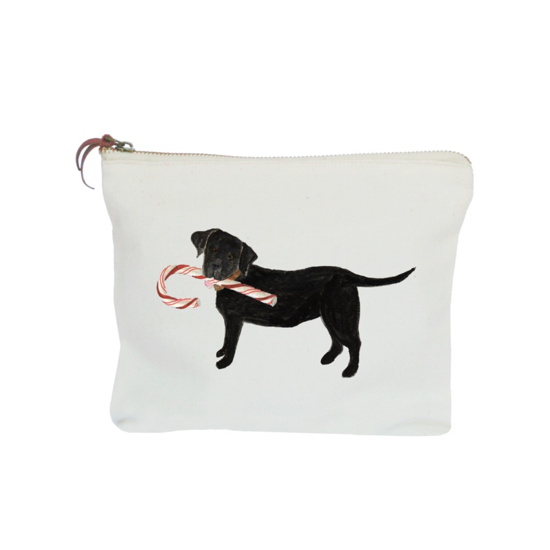 lab with candy cane zipper pouch
