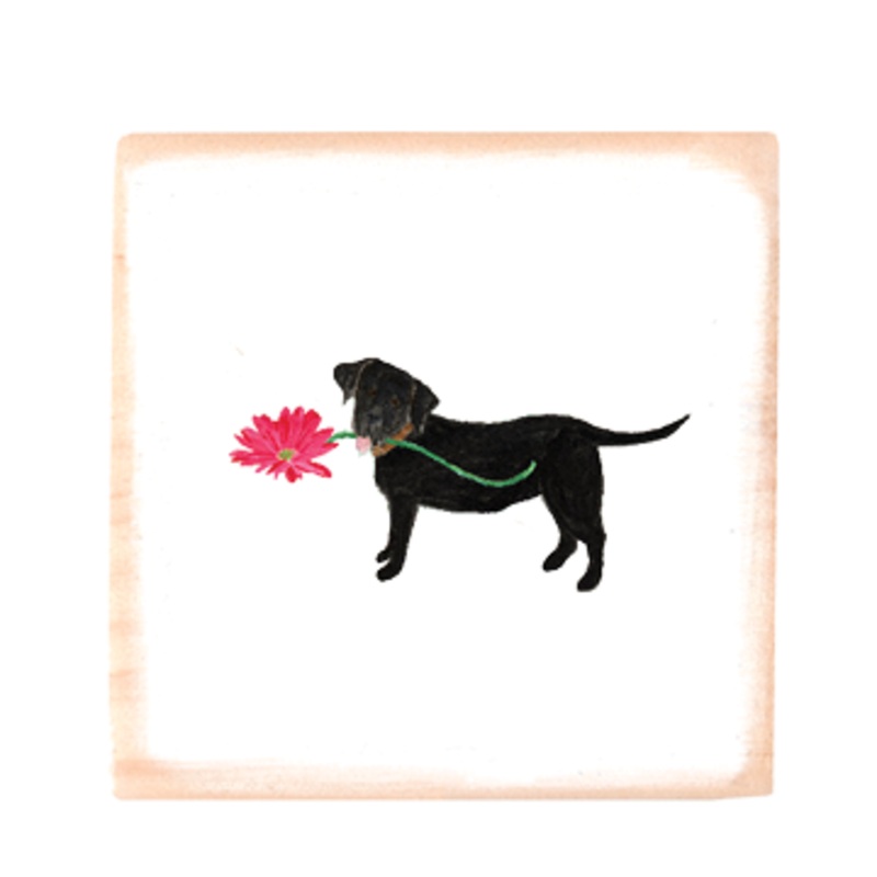 lab with daisy square wood block