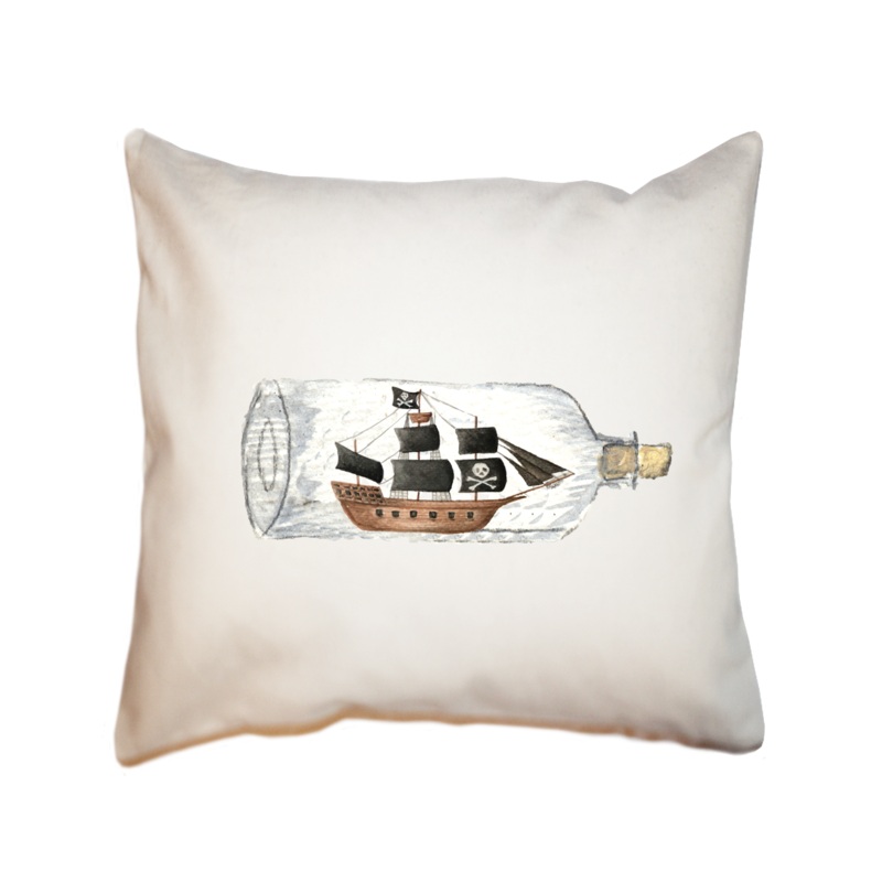 pirate ship in a bottle square pillow