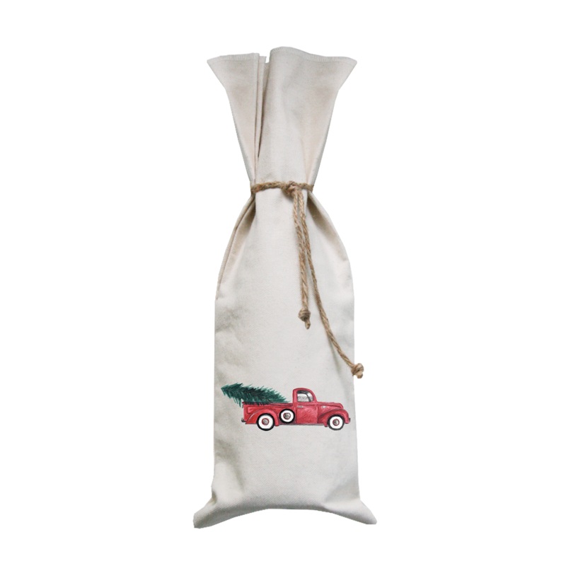red truck + tree wine bag