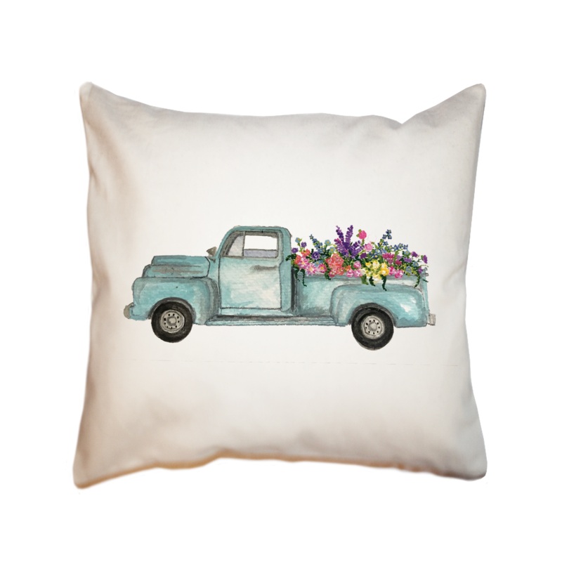 truck with flowers square pillow