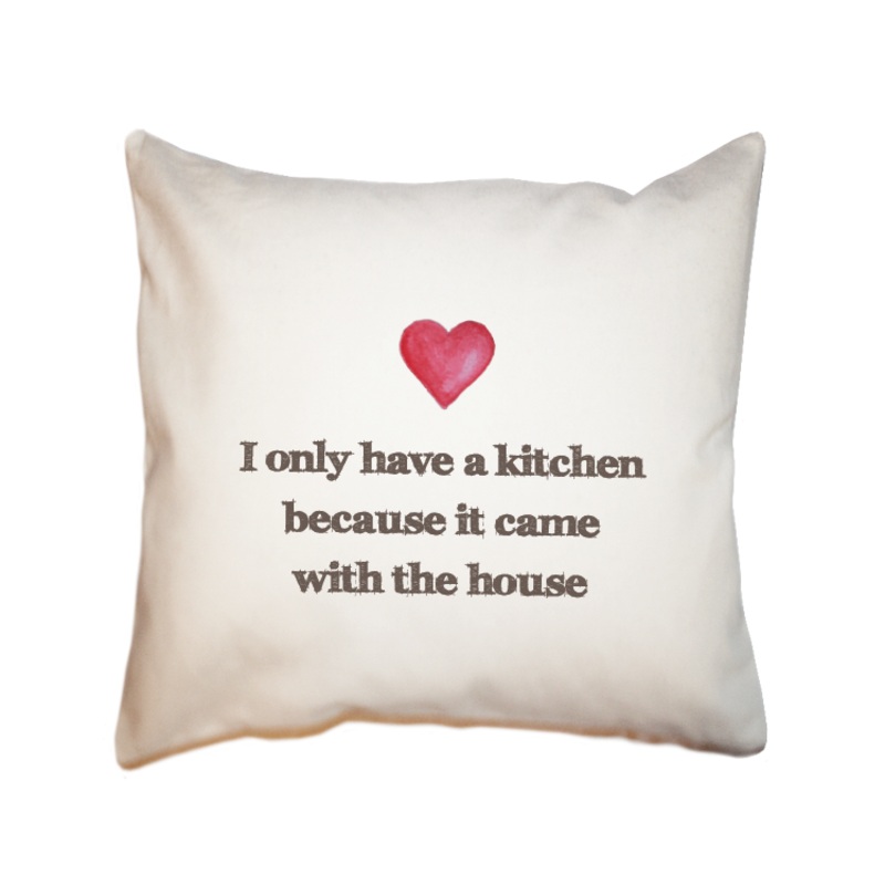 kitchen with heart square pillow